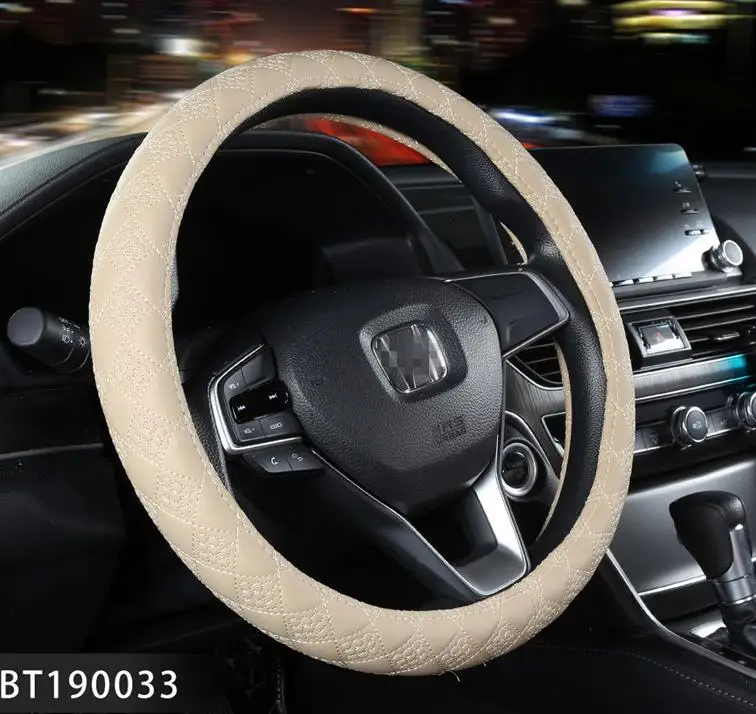 beige Швейные Чехлы рулевого колеса автомобиля чехол Авто интерьерные аксессуары для Nissan peugeot 307 sw Touran Toyota hyundai Mazda - Название цвета: beige