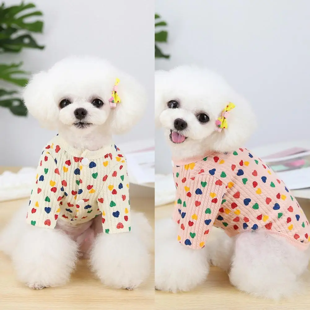 

Unisex Wearable Puppy Winter Cardigan Shirt Casual Pet Home Apparel Round Neck for Indoor