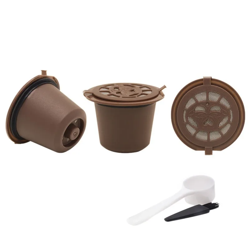 

4PCS Coffee Filter 20ml Reusable Refillable Coffee Capsule Filter Kitchen Accessory with Scoop Brush