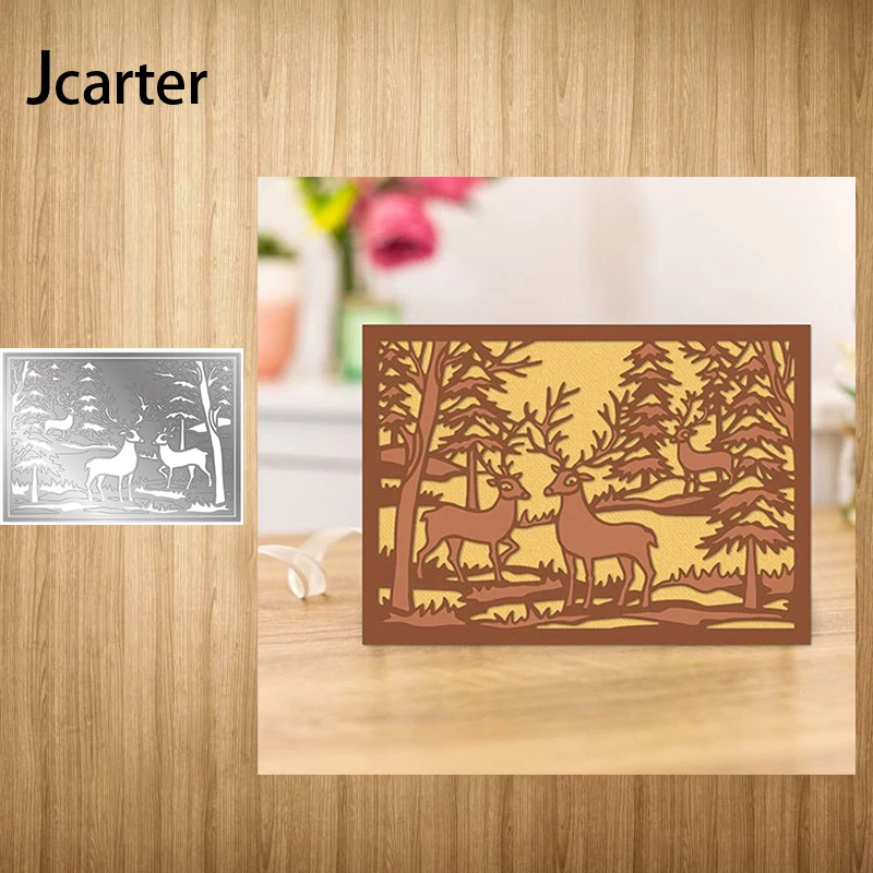 

Rectangle Trees Elk New Design Metal Cutting Dies Craft Stencil for Scrapbooking Handmade Card Make Shape Album Decoration Model