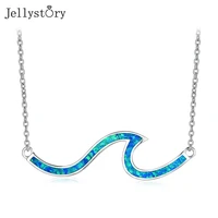 jellystory classic silver 925 jewelry necklace opal gemstones wave unique design necklace simple style jewelry wholesale 2021