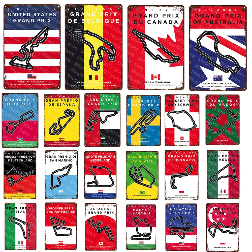 

Гоночный трек жестяная вывеска Национальный флаг схемы Железный живопись Оловянная табличка из тостолистой стали Бар Club человек пещера до...