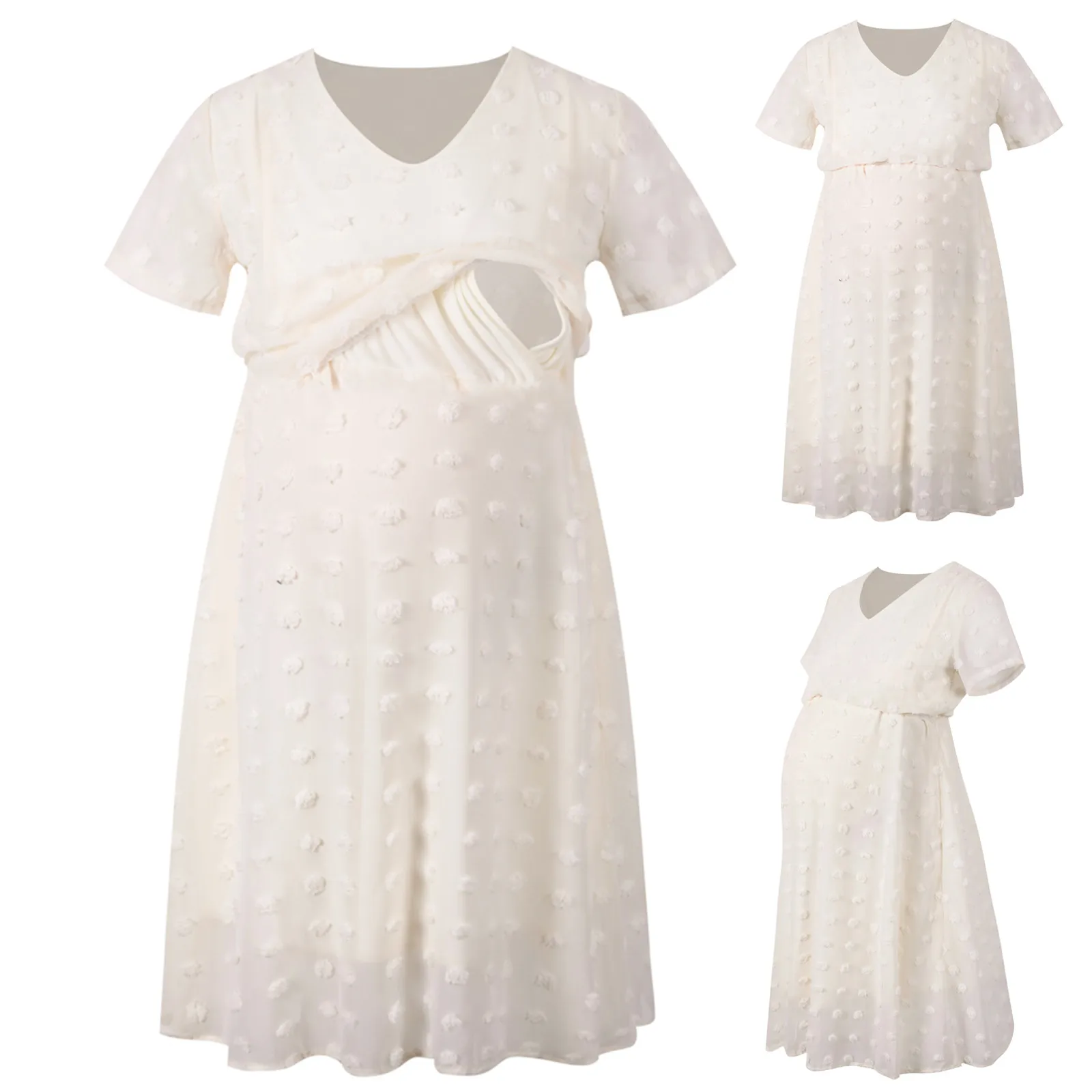 

Одежда для беременных женщин шифоновое с коротким рукавом для беременных Грудное вскармливание Повседневное платье халат для беременных О...