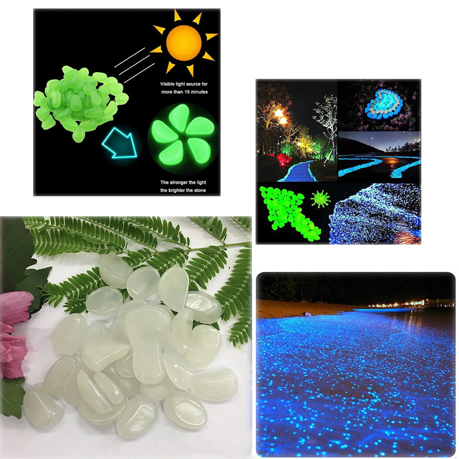 10 шт./упак. украшение для сада светящиеся камни в темноте искусственное аквариума