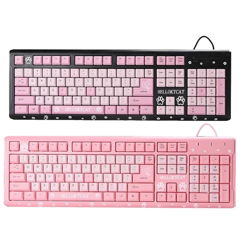 

Lanshuo Wired Full USB Ultra-Thin Cartoon Cat Home Keyboard