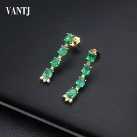 vantj elegant natural emerald earrings sterling 14k 585 gold fine jewelry for women lady party bridal wedding gift