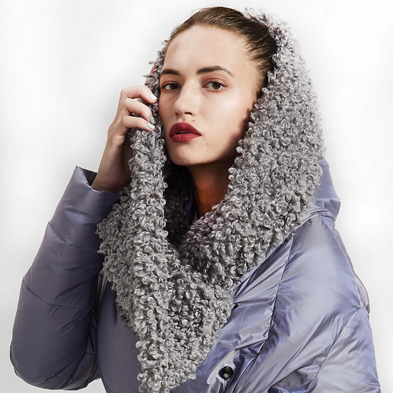 2019 зимний свободный пуховик брендовый имитирующий пляжный шерстяной плащ с