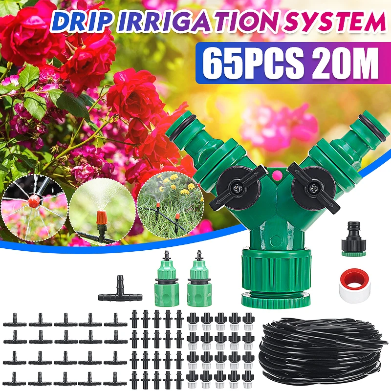 

65FT/20M Automatic Drip Irrigation System Plant kit Watering Garden Lawn Hose