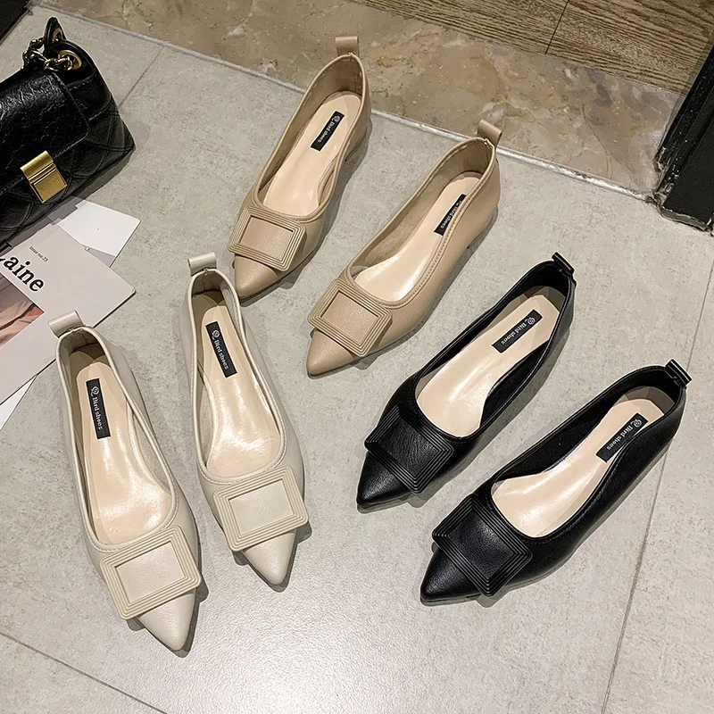 

Shoes On Heels 2021 Fashion Women's Casual Female Sneakers All-Match Flats Shallow Mouth Pointed Toe Modis Low Summer Comfortabl