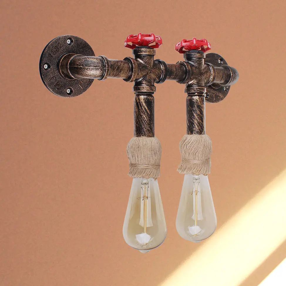 Vintage Industrial Loft Water Pipe Wall Light Retro Iron Ceiling Lamp Multi Lights Lighting Living Room Bathroom Decor E27 | Лампы и