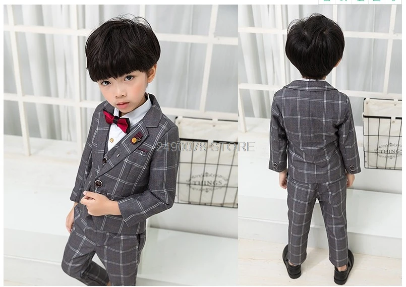 Свадебный костюм с цветочным рисунком для мальчиков Деловой смокинг детей