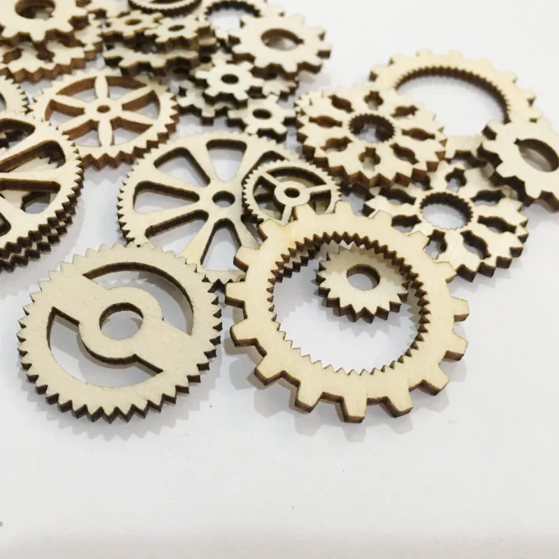 50 шт. деревянное колесо шестерня деревянный орнамент DIY ремесло украшения для