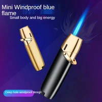 windproof cigarette jet gas lighter torch blue flame straight lighter metal butane inflatable cigar lighter portable gadgets