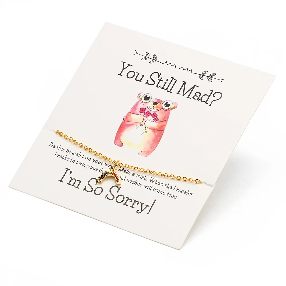 Wish Card Мода микро проложенная Радужная Подвеска Ожерелье для женщин сделать карточку желаний ожерелье ювелирные изделия подарок для сестры друзей CN281