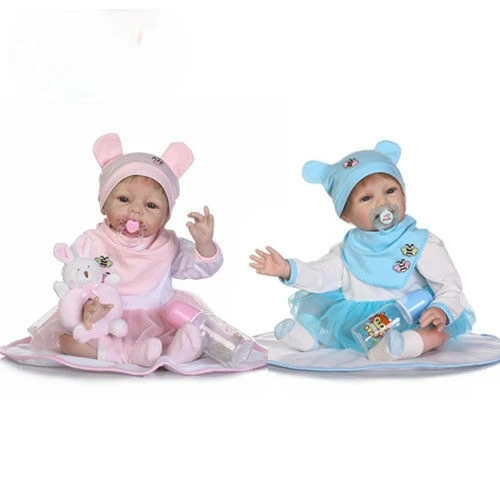

2 шт. новые близнецов Reborn Baby куклы мальчик и девочка 22 ''мягкие виниловые силиконовые Новорожденные игрушки, силиконовые перерожденные куклы...