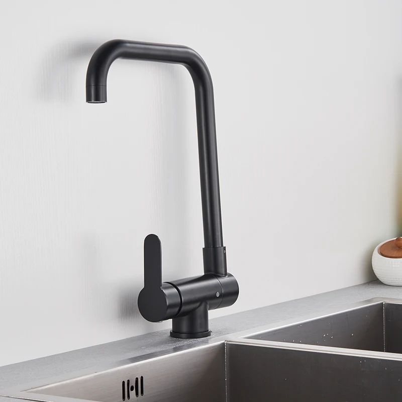 Black 360 °Folding Rotatable Kitchen Faucet Basin Hot And Cold Water Outlet Deck Installation Tap kitchen Crane | Обустройство дома