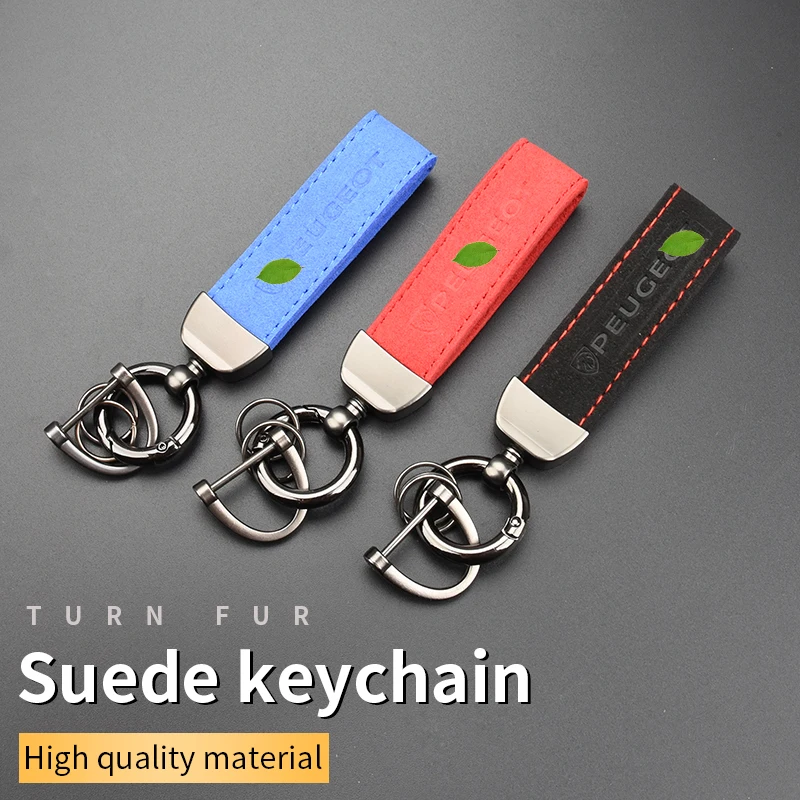 

Suede Key Strap Peugeot Logo Key Ring for Peugeot 207 208 307 308 407 807 306 107 607 408 206 406 2008 3008 4008 5008 Keychain