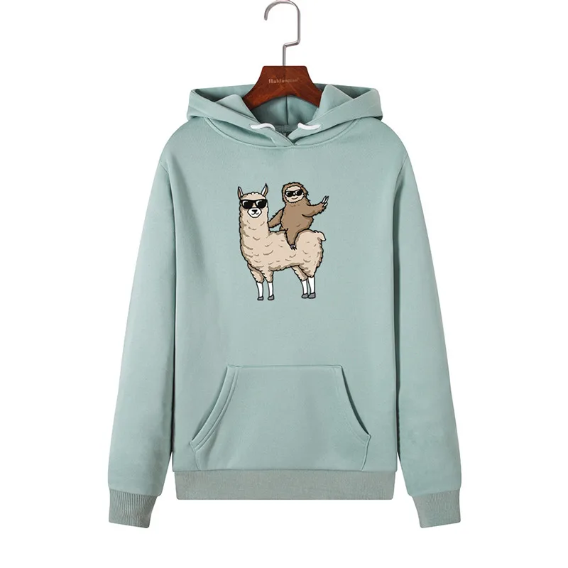 Худи женское с принтом Ленивец пуловер длинным рукавом одежда карманами