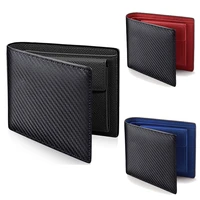 2022 new carbon fiber pattern passport men purse casual two fold women leather multi card change pocket short female wallet clip