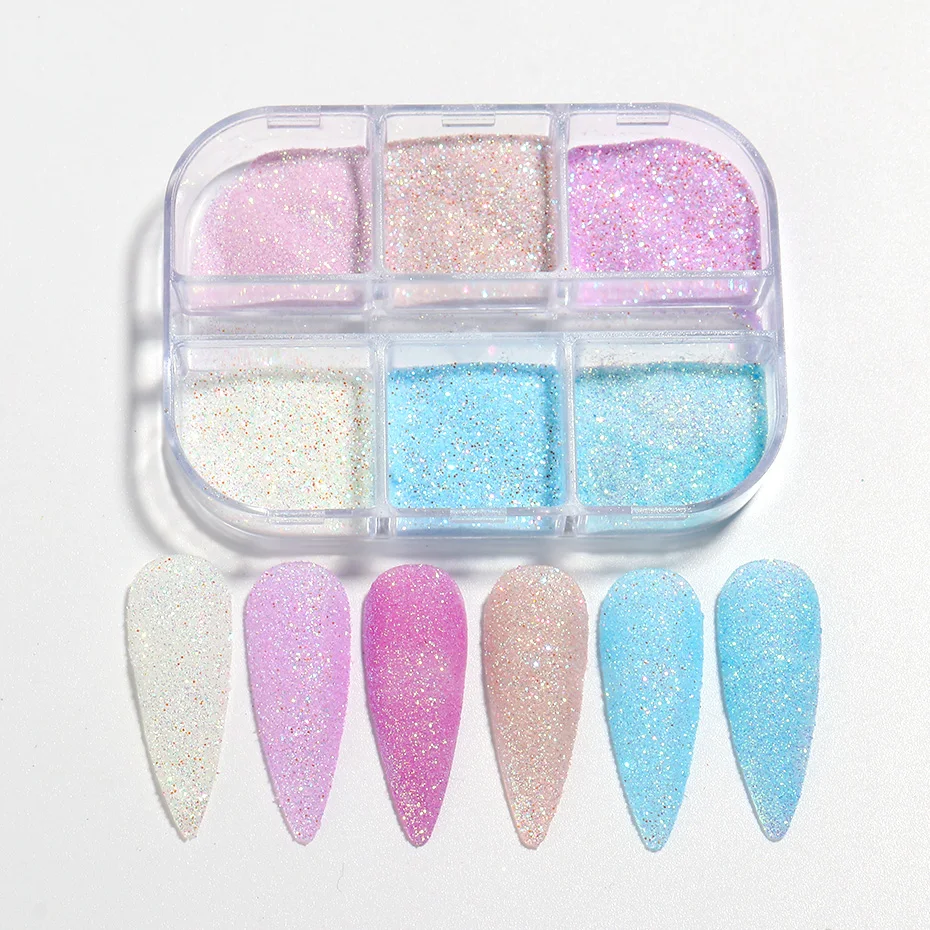 Синий Фиолетовый Блестящий Порошок для ногтей светящийся в темноте летнее