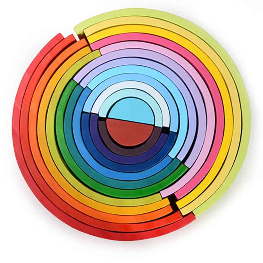 12 цветов арочный большой Радужный штабелер деревянные игрушки для детей