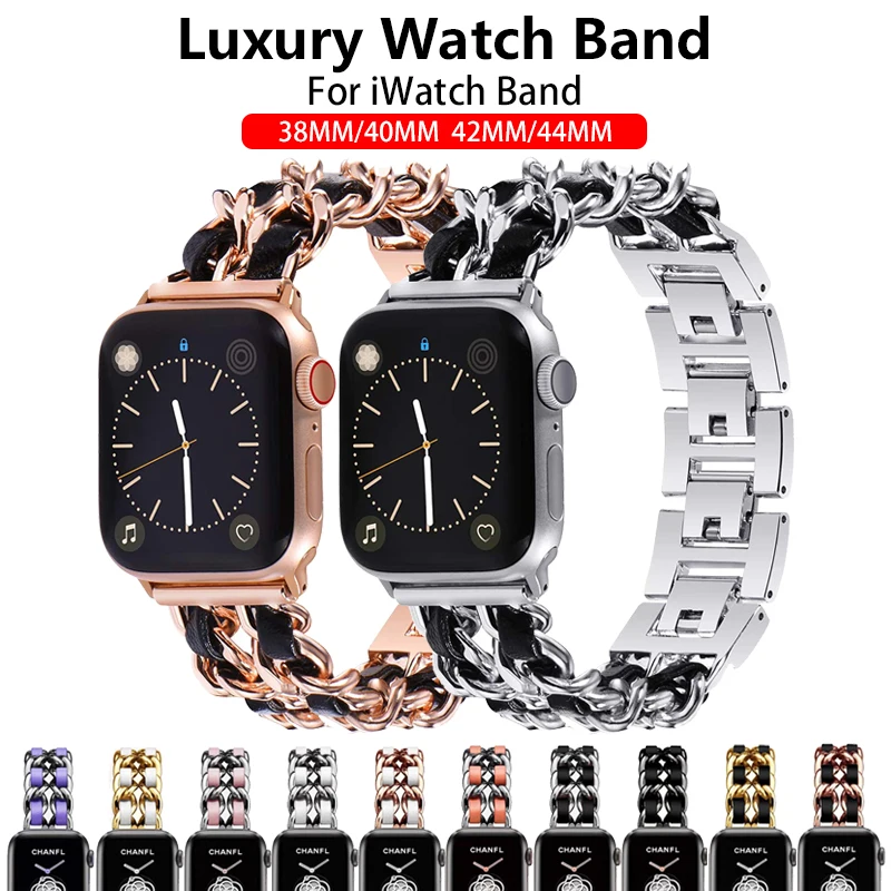 

Luxury Stainless Steel Strap For Apple Watch 6 5 4 3 Band 38mm 42mm Bracelet for iWatch series se 2 1 40mm 44mm wirst