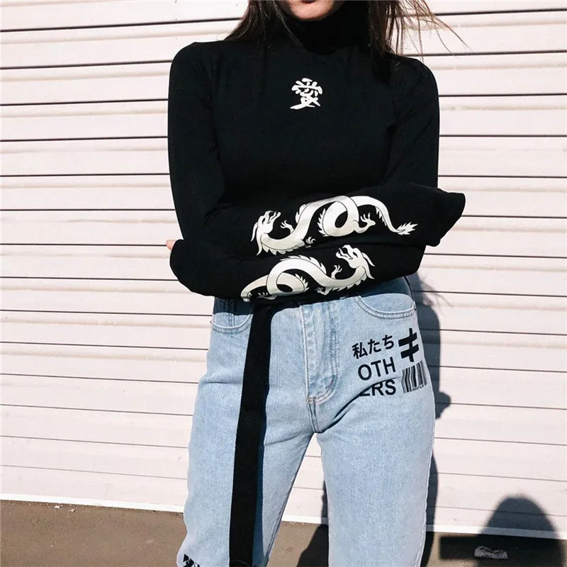 Готические женские футболки с длинным рукавом Goth Dark винтажная модная Осенняя 2021