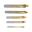 Сверло с крестообразной головкой из карбида вольфрама с титановым покрытием для керамической плитки, стекла, мрамора, Круглый хвостовик 5 мм6 мм8 мм10 мм12 мм