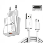 Быстрое зарядное устройство USB Type-C, 18 Вт, 3 А, QC 3,0, кабель Micro для зарядки телефона Xiaomi POCO X3, F1, F2 Pro, Redmi 4X, 6A, 8A, 9A, Note 9, 8, 7