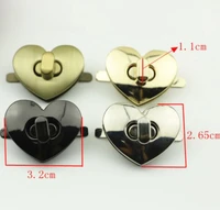 10pcs metal turn twist lock snap buckles heart shape for diy handbag bag purse hardware closure clasp bag parts accessories