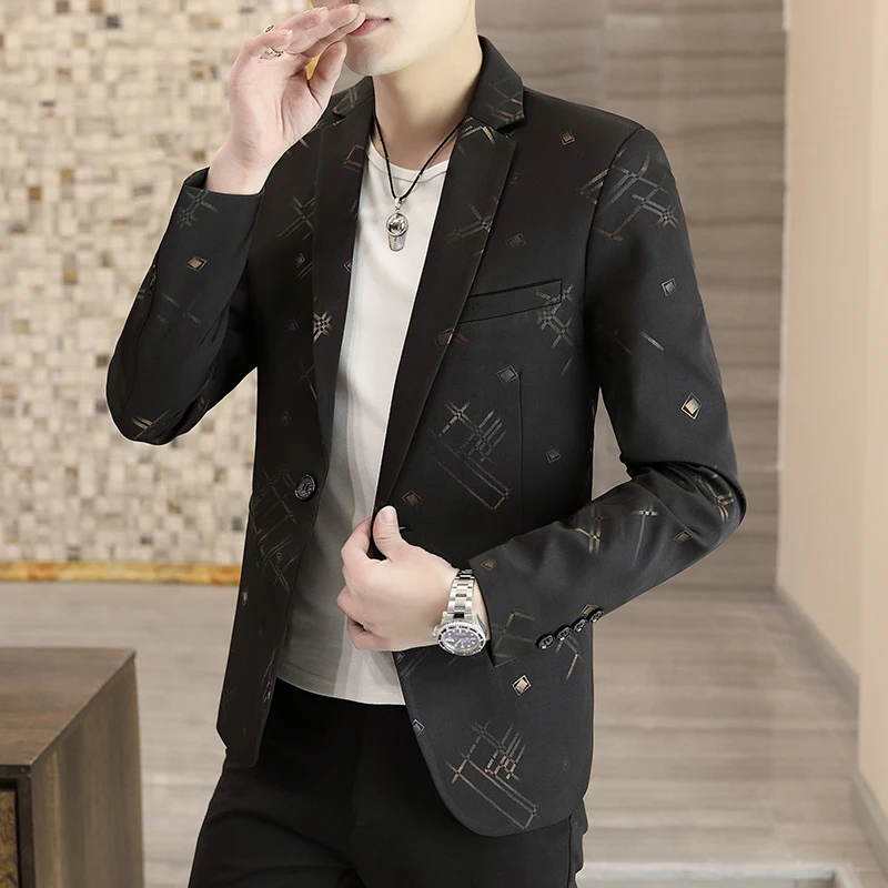 

2021 Men's Casual Suit Spring New Single Top Youth Korean Slim Small Suit Long Flow All-match Jacket