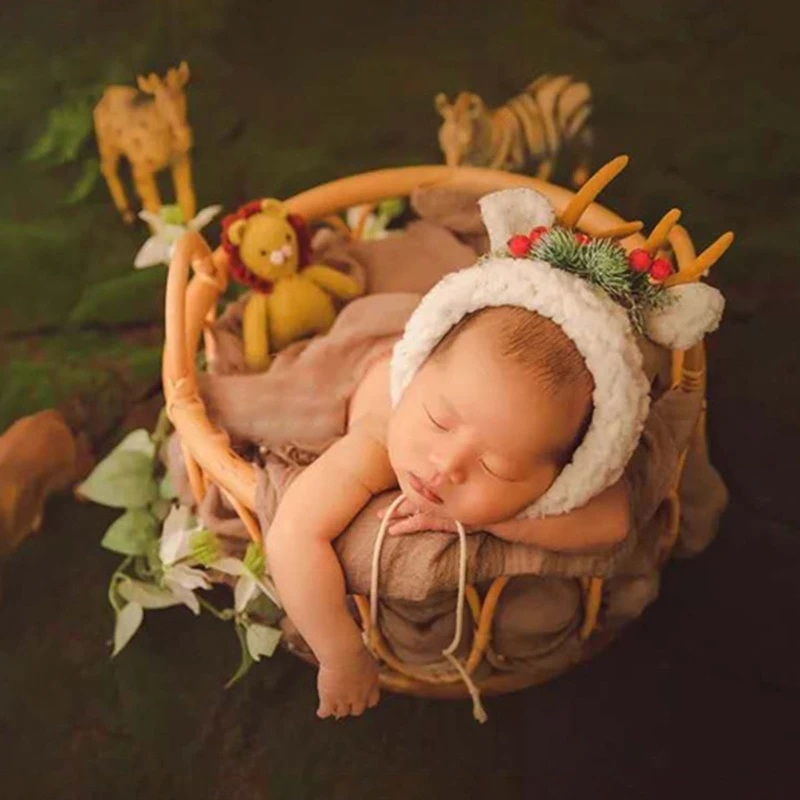 

Baby Cute Deer Soft Cotton Hat Infants Photo Shooting Accessories Newborn Photography Props Cap