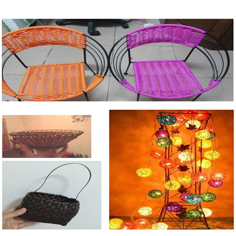 500g Coffee gradient flat synthetic rattan weaving material plastic rattan for knit and repair chair table synthetic rattan