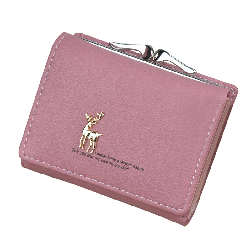 Модный женский кошелек с милыми мультяшными животными короткий кожаный