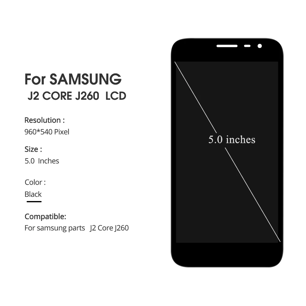 10 шт./лот для Samsung Galaxy J2 Core J260 ЖК дисплей сенсорный экран дигитайзер в сборе Замена