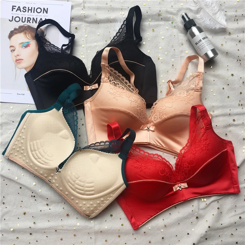 Новый стиль однотонный бюстгальтер без стальных колец удобный пуш-ап