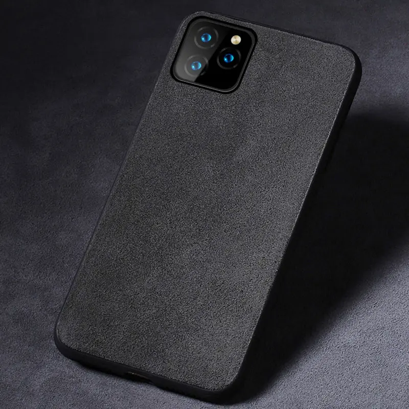 Серый Чехол для телефона из натуральной коровьей замши для Apple iphone 11 11Pro 11 Pro Max X XR XS max 6 6S 7 8 plus 360 полный защитный чехол - Цвет: Серый