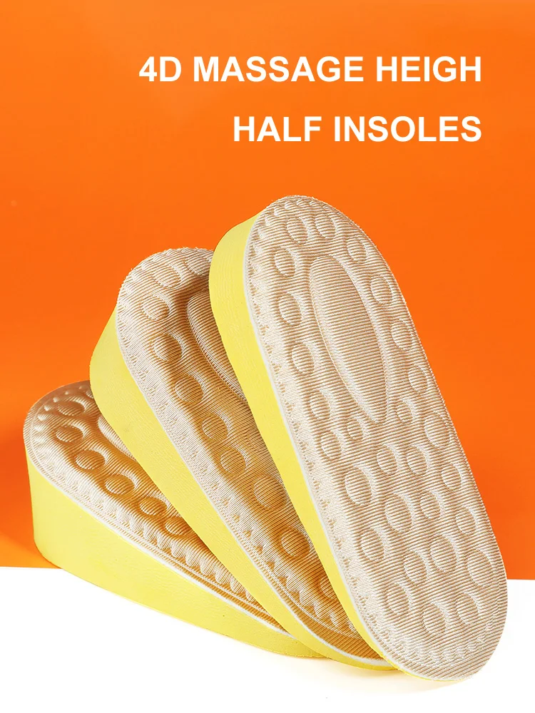 

4D Massage Height Insoles Soft EVA Memory Foam Increase1.5CM 2.5CM 3.5CM Lift Half Pad Heel Foot Care Shoes Cushion
