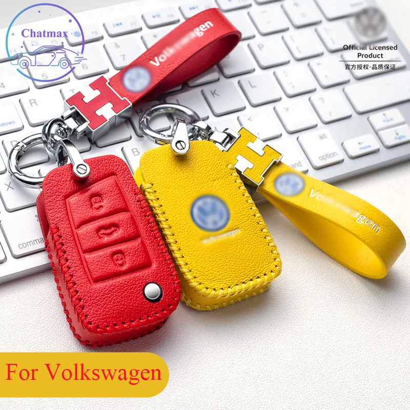 

Верхний слой овчины автомобильный брелок для ключей чехол для Volkswagen VW Bora Lavida Plus Tiguan Golf Polo T-Roc кожаный брелок сумка держатель