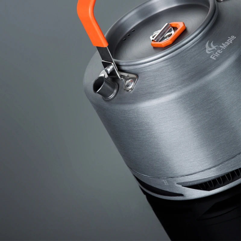 저렴한 화재 메이플 캠핑 커피 포트 열 수집 교환기 주전자 하드 아노다이징 알루미늄 야외 캠핑 피크닉 차 주전자 1.5L
