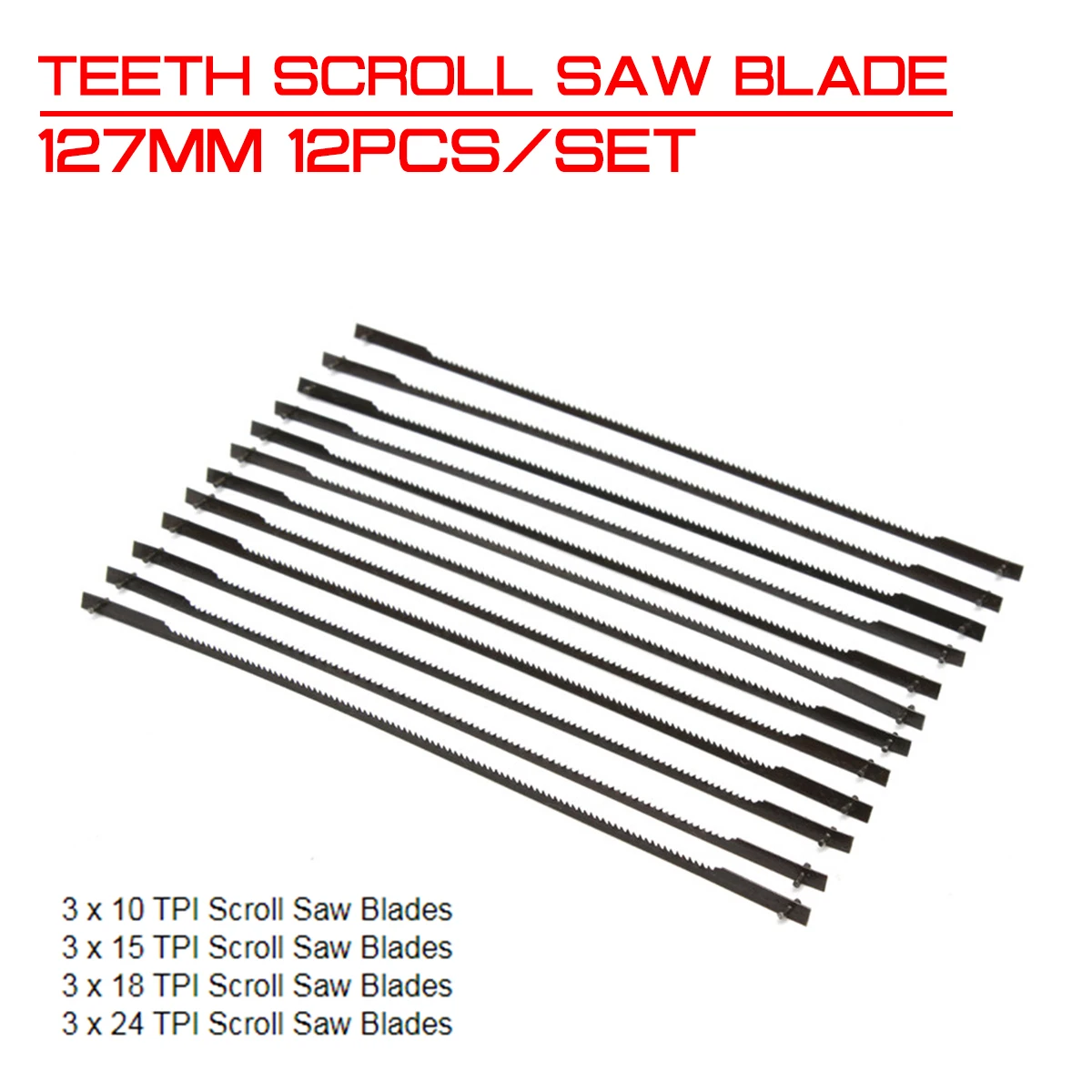 

127mm 12Pcs/set Teeth Scroll Saw Blade Woodworking Power Tool Accessories Black for Cutting Wood