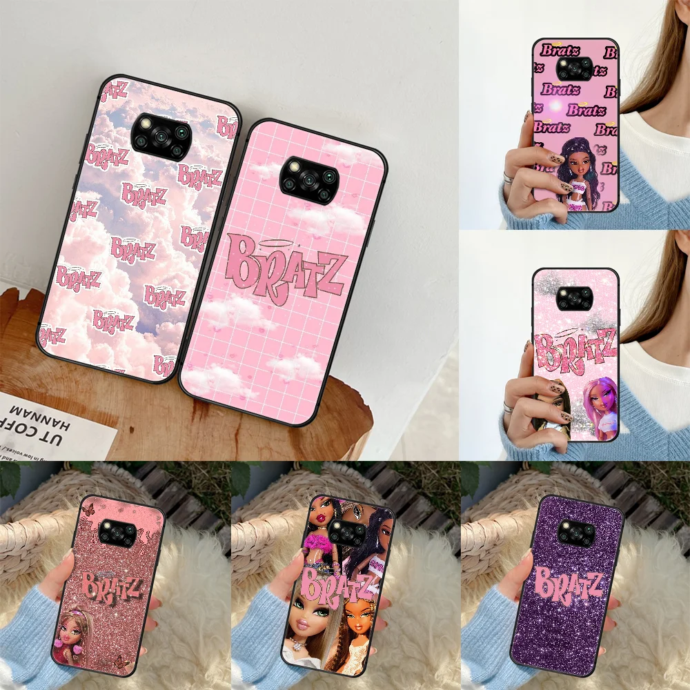 

B-Bratzs Cute Cartoon Doll Girl Phone Case For Xiaomi Mi 8 9 Note 10 A2 A3 9T 10T 11 Poco x3 Lite Pro Ultra black Cell Silicone