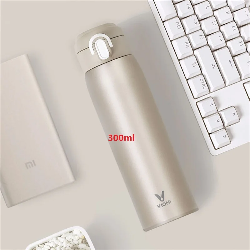 Xiaomi mi jia VIO mi вакуум из нержавеющей стали 24 часа колба вода «Умная» бутылка термос одной рукой - Цвет: 300ml gold