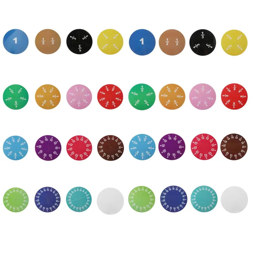 

15/32Pcs Rainbow Montessori Fraction Circles Children Teacher Aids Ages 6+