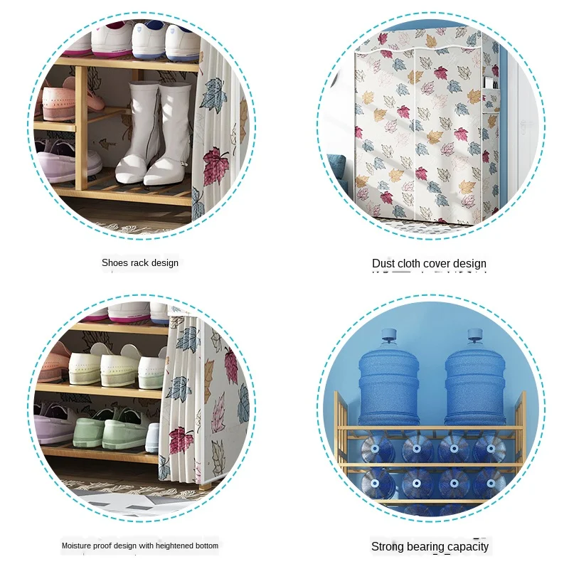 Multi-layer structure simple shoe rack position design dustproof household bamboo economical solid wood adjustabl | Дом и сад