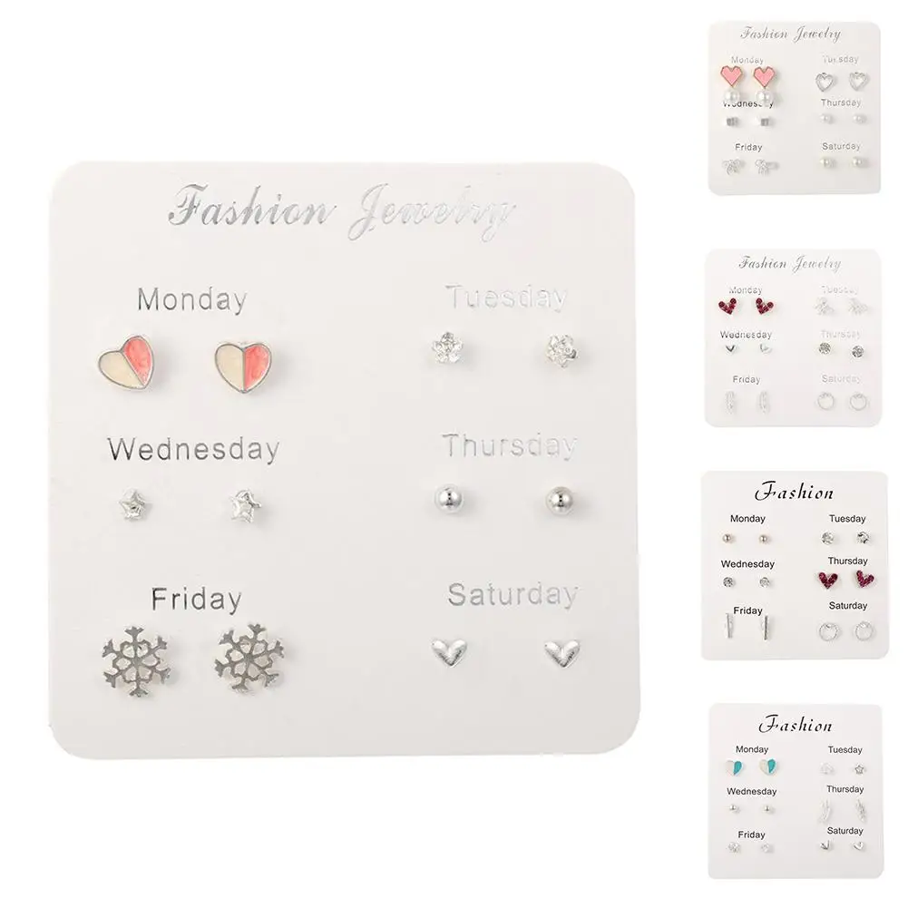 Женские серьги-гвоздики из искусственного камня 6 пар | Украшения и аксессуары