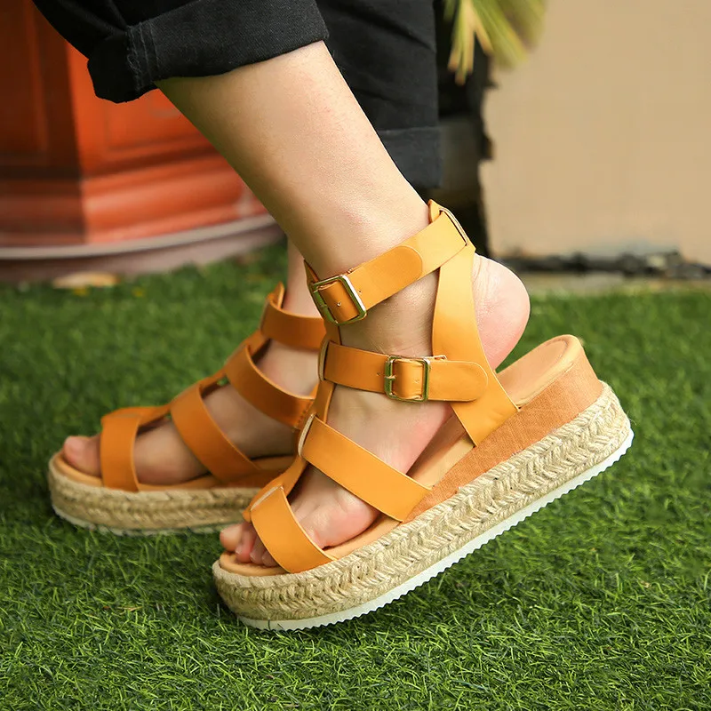 

Ladies Sandals Ladies Open Toe Ankle Strap Platform Flat Shoes Ladies Casual Fashion Sandals Women 2021 Summer Explosion Comfort