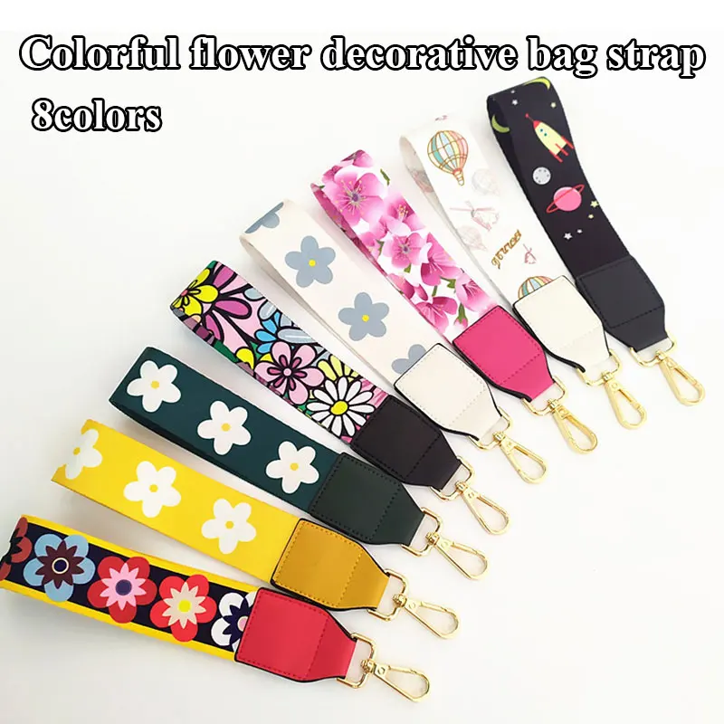 

Flowers Women Wristlet Hand Straps Keychain Lanyards ID Badge Holder ID Card Pass Gym Mobile Phone Holder Strap All-match Handle