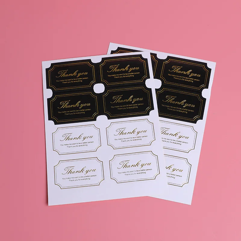 

40-80pcs White Black Square Scrapbooking Sticker Thank you Seal Sticker For Packaging Gift Labels Baking Cake Wrapping Tags