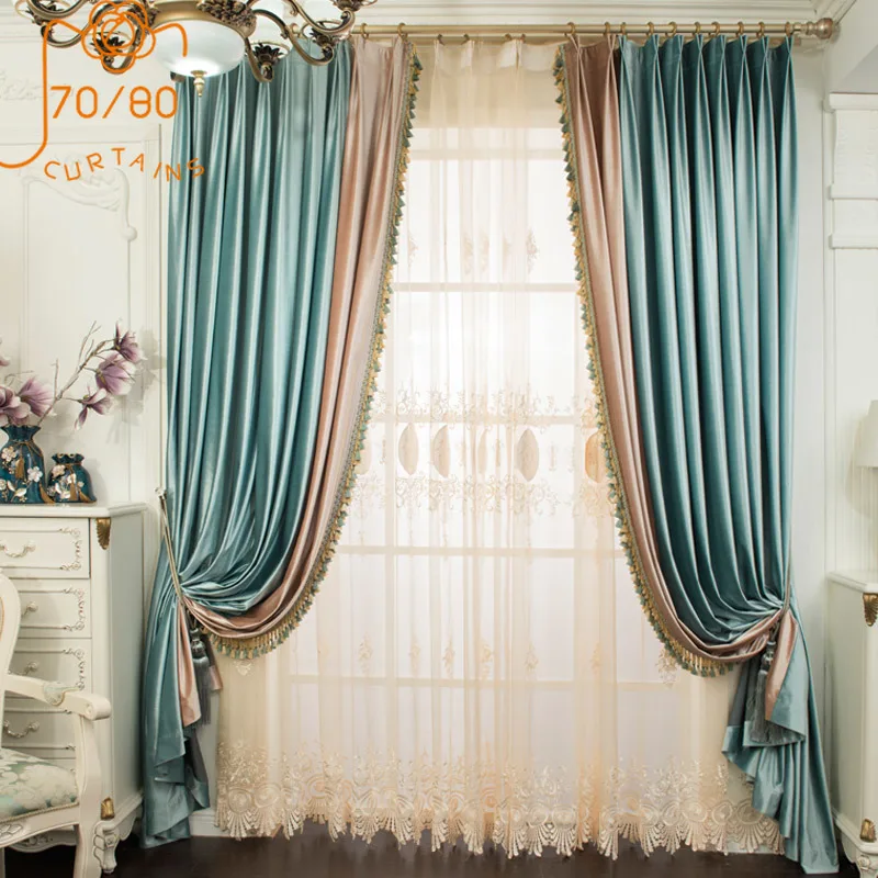 

Французские светлые роскошные подходящие яркие бархатные кружевные шторы для гостиной, спальни, пользовательские готовые экраны